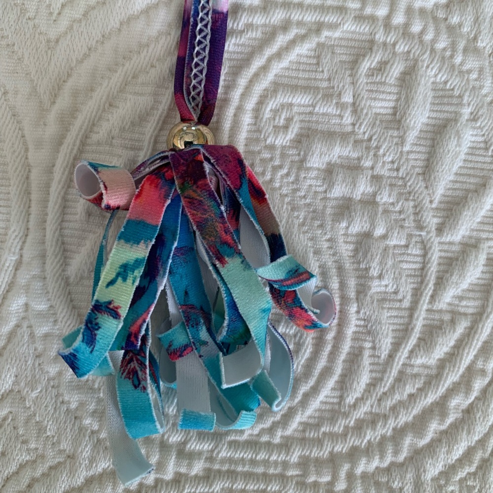 OP Halter Bikini Top Juniors Size M (7-9) Ruffled Removable Pads Tassel Tie - Picture 8 of 14